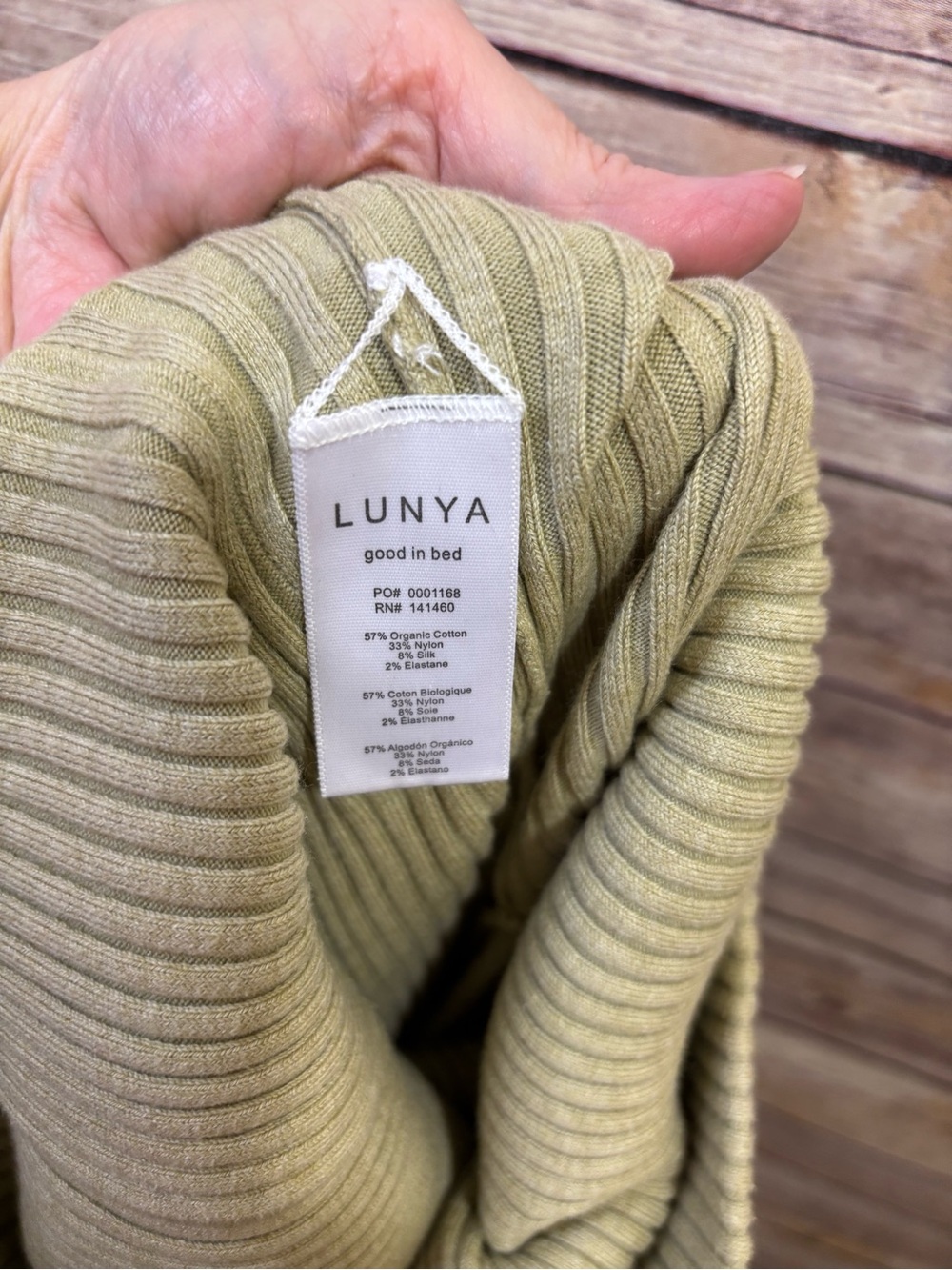 Lunya Green Ribbed Leggings Cotton silk Blend Size Small - Picture 7 of 8